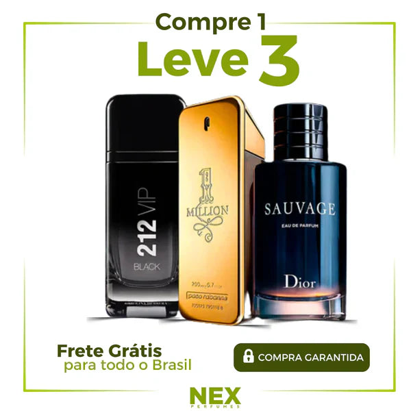 Kit 3 Perfumes Importados - Árabe Lattafa ASAD + 1 Million + Sauvage (100ml) - [NOVEMBRO BLACK]